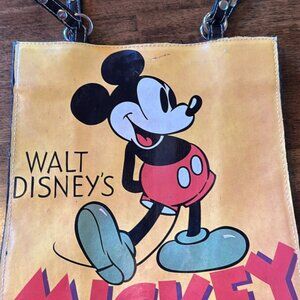 Yellow Disney Mickey Mouse small tote bag snap closure 9" x 12"
